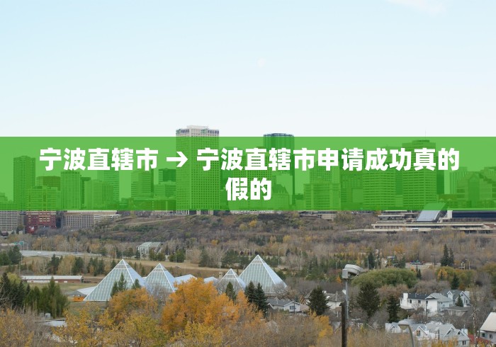 宁波直辖市 → 宁波直辖市申请成功真的假的