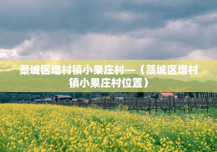 藁城区增村镇小果庄村—（藁城区增村镇小果庄村位置）